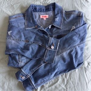 Evri Denim buttoned distressed Jacket Size 1X